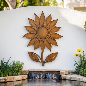 Rustic Sunflower Stem UV printed aluminum metal wall art for outdoor garden patio and farmhouse decor 2