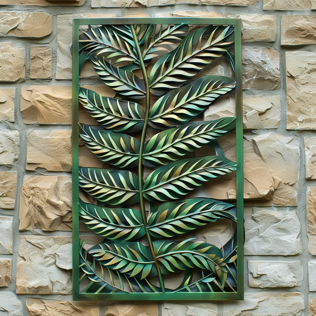 Tropical fern leaf metal wall art botanical greenery decor 1