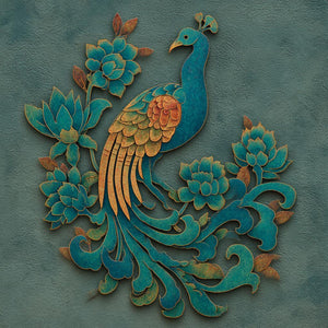 Peacock Floral UV printed aluminum metal wall art for botanical patio garden and living room decor 2