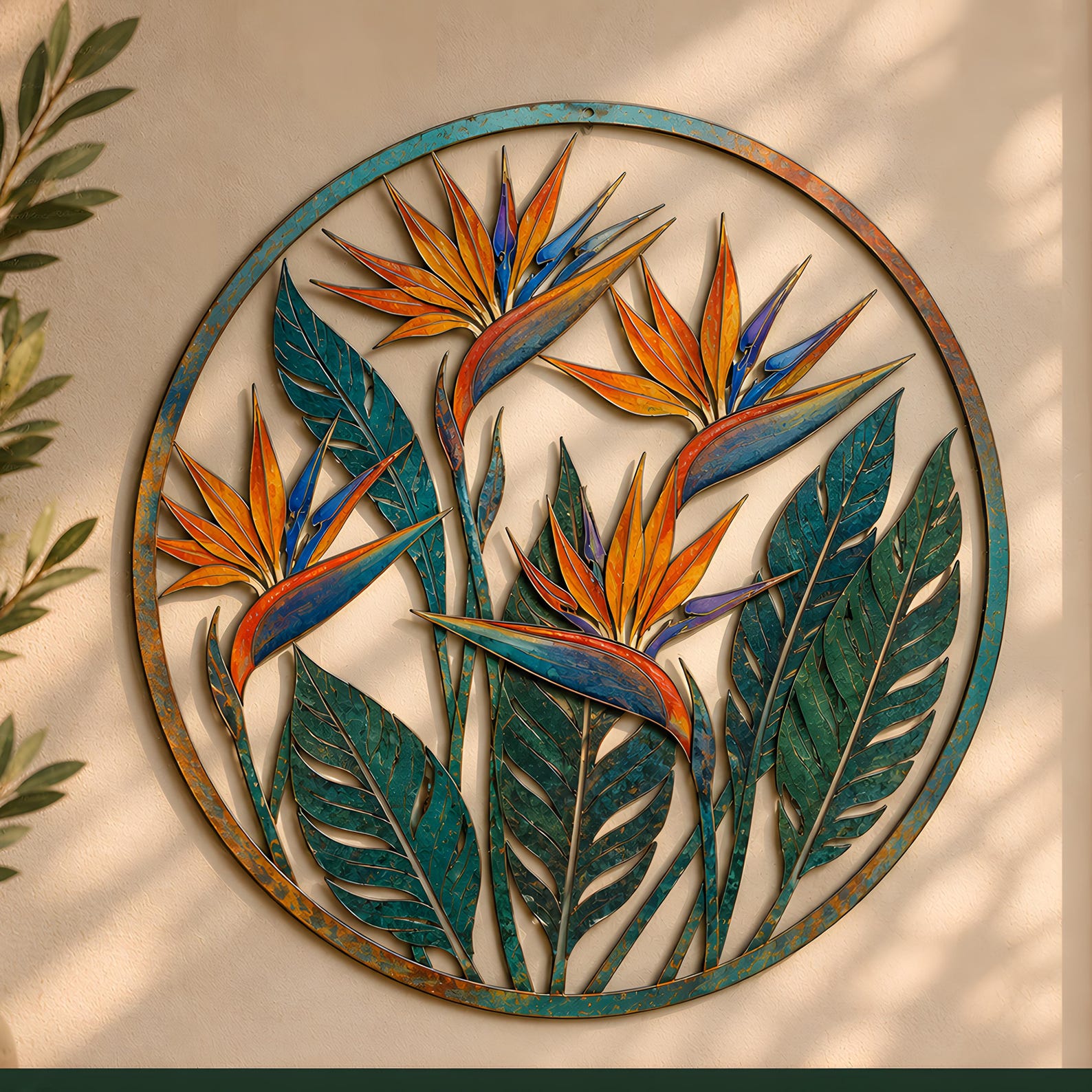 Bird of Paradise metal wall art tropical botanical aluminum wall decor 1