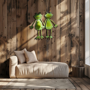 Cute frog pair metal wall art whimsical garden aluminum wall decor 2