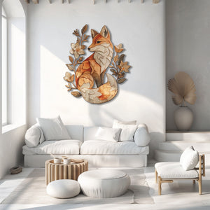 Fox Floral UV printed aluminum metal wall art for woodland living room bedroom and nursery decor 2