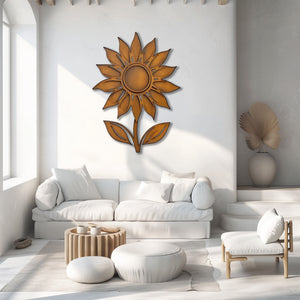Rustic Sunflower Stem UV printed aluminum metal wall art for outdoor garden patio and farmhouse decor 3