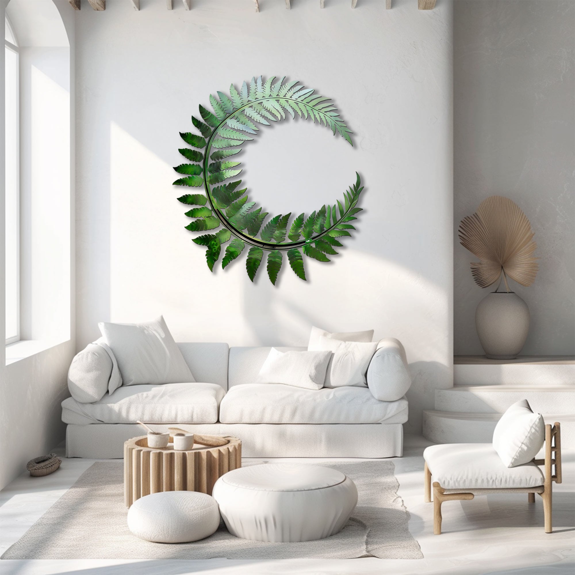 Fern wreath metal wall art botanical tropical decor 2
