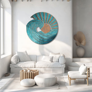 Ocean Wave Sunrise UV printed aluminum metal wall art for coastal beach house living room and patio decor 2