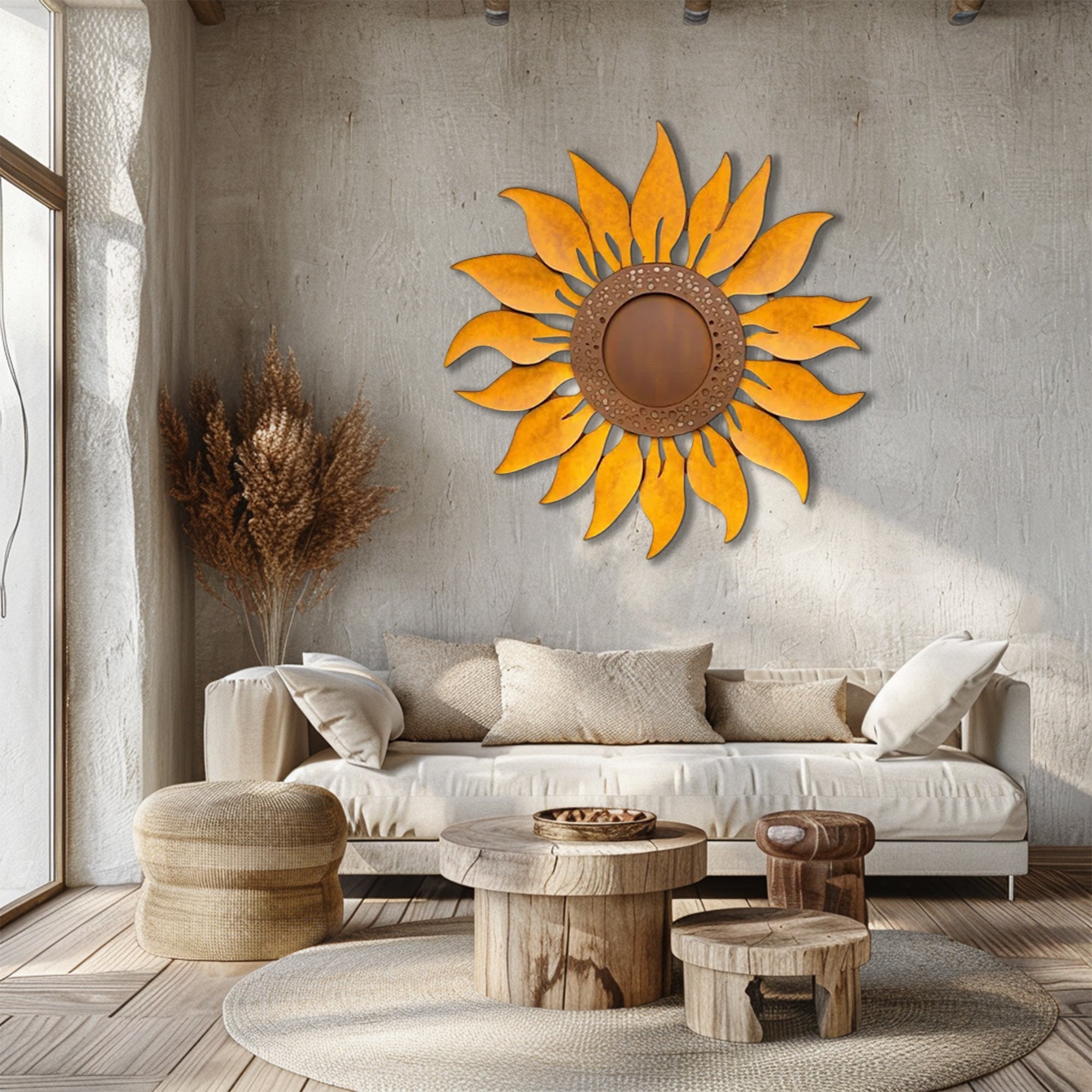 Rustic Sunflower Garden UV printed aluminum metal wall art for outdoor patio yard and farmhouse decor 3