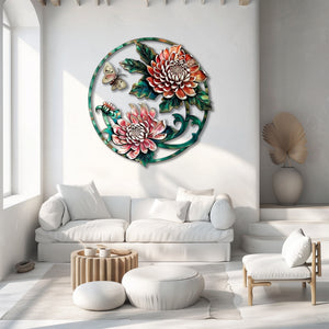 Lotus butterfly metal wall art floral botanical aluminum wall decor 2