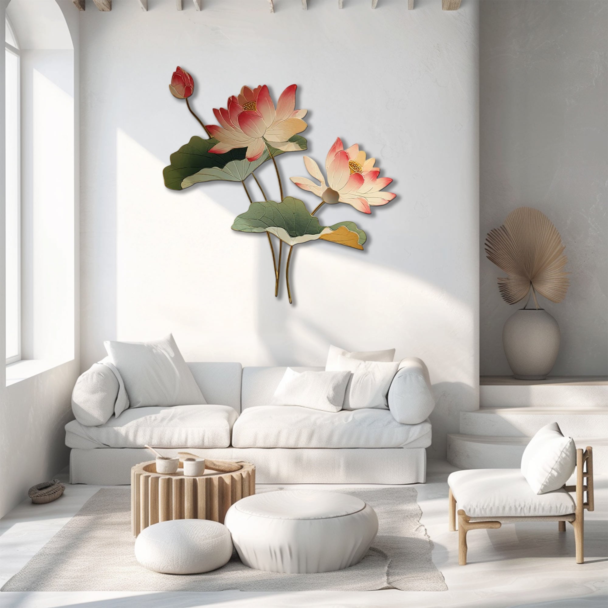 Elegant lotus aluminum wall decor for spa and meditation room interiors 3