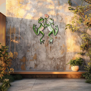 Cute frog flower metal wall art whimsical garden aluminum wall decor 2