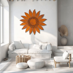 Rustic Sunflower UV printed aluminum metal wall art for outdoor garden patio and farmhouse decor 3