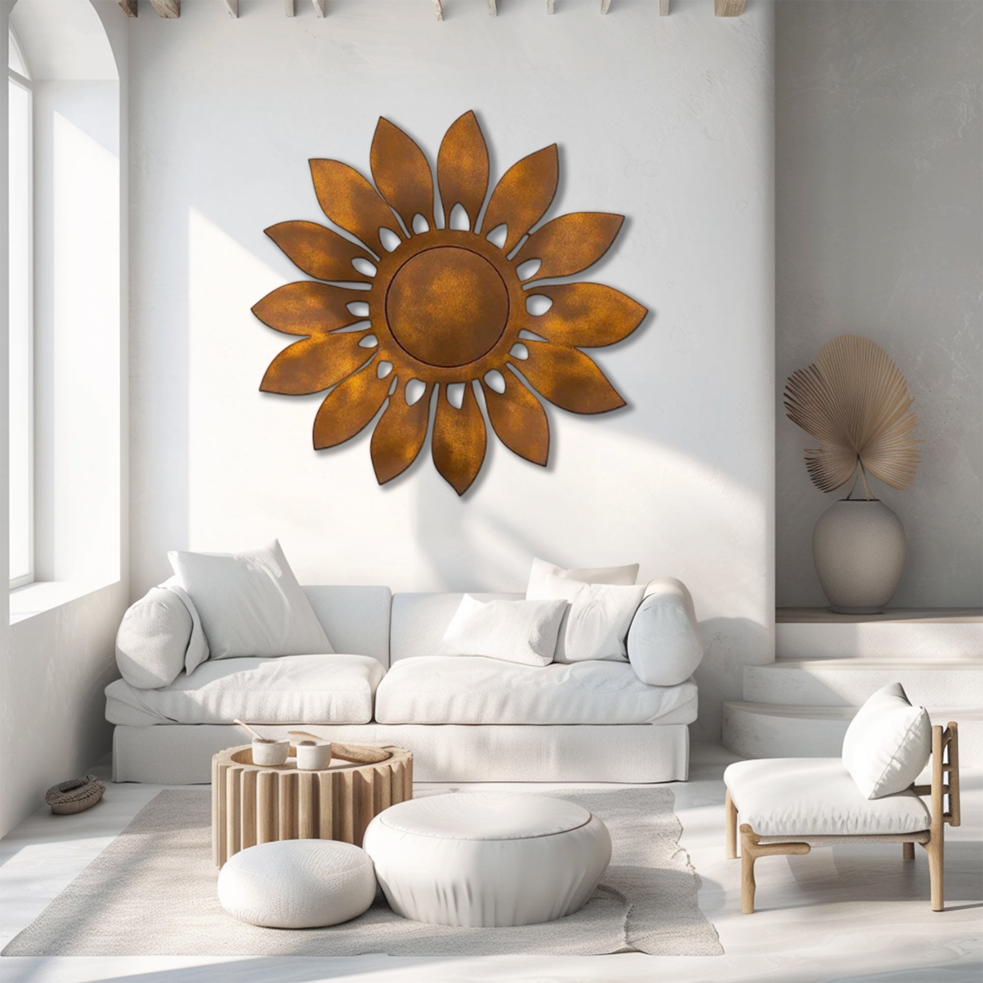 Rustic Sunflower UV printed aluminum metal wall art for outdoor garden patio and farmhouse decor 2