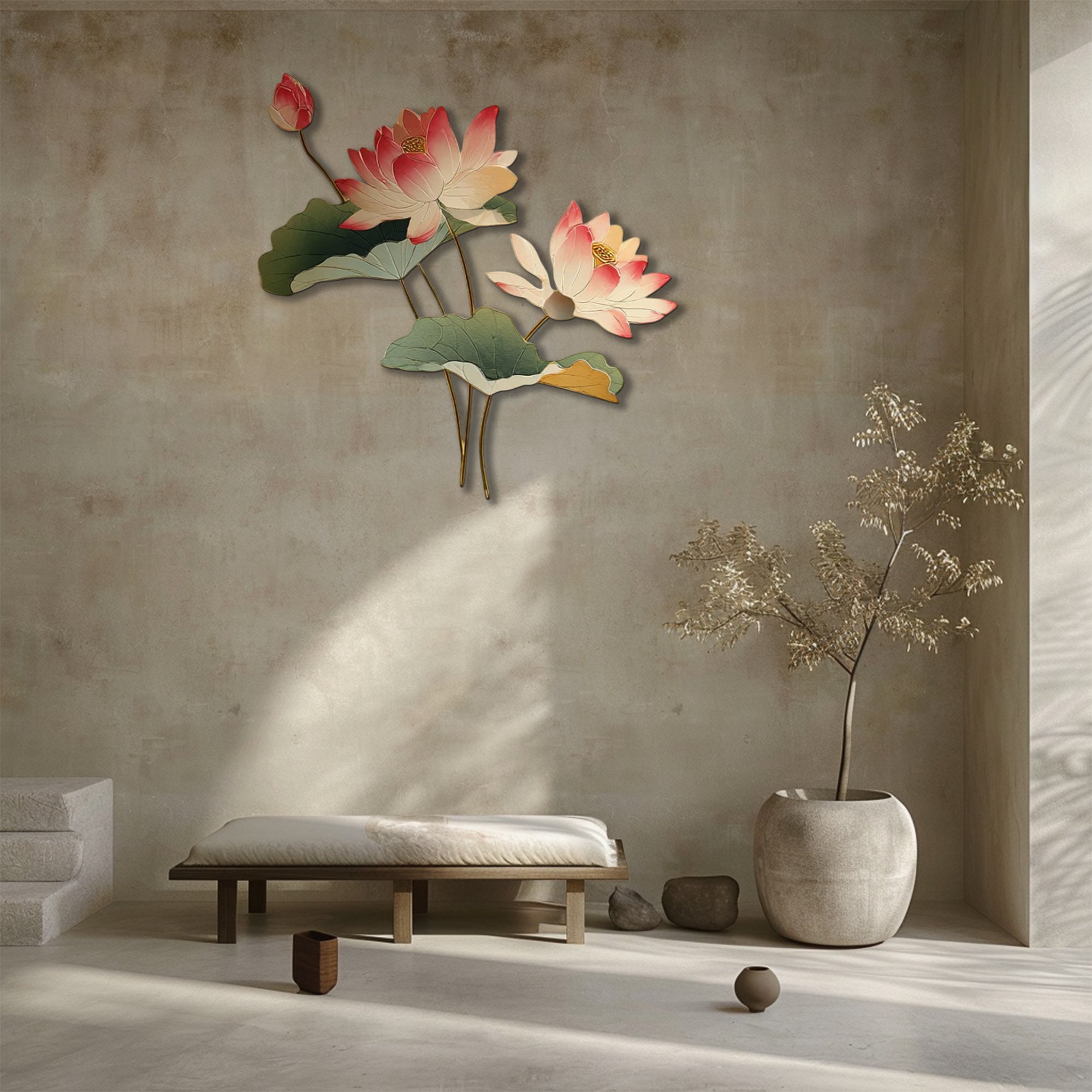 Elegant lotus aluminum wall decor for spa and meditation room interiors 4