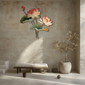 Elegant lotus aluminum wall decor for spa and meditation room interiors 4