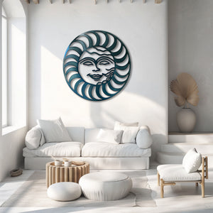 Celestial sun face metal wall art boho southwestern decor 3