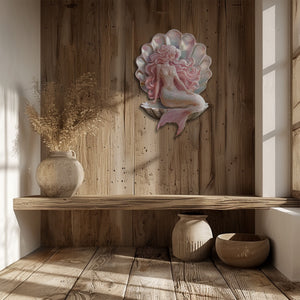 Mermaid Shell UV printed aluminum metal wall art for pastel ocean bedroom nursery and beach house decor 4
