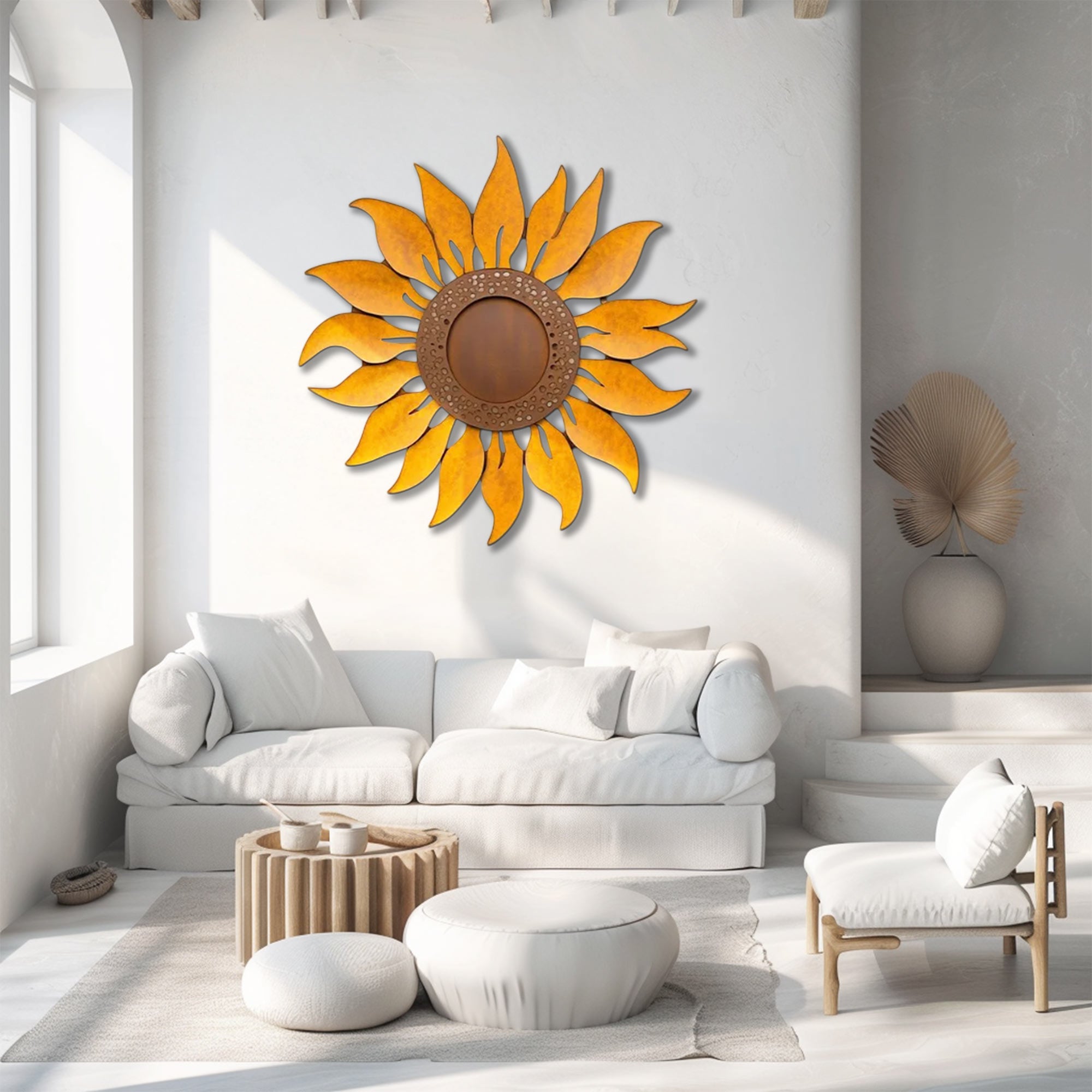 Rustic Sunflower Garden UV printed aluminum metal wall art for outdoor patio yard and farmhouse decor 4
