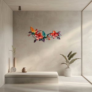 Hummingbird Hibiscus UV printed aluminum metal wall art for tropical living room and patio decor 5
