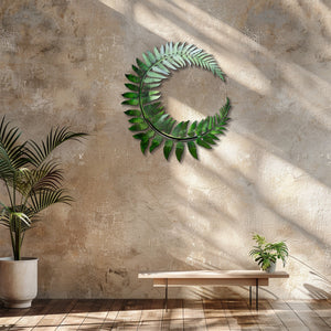 Fern wreath metal wall art botanical tropical decor 3