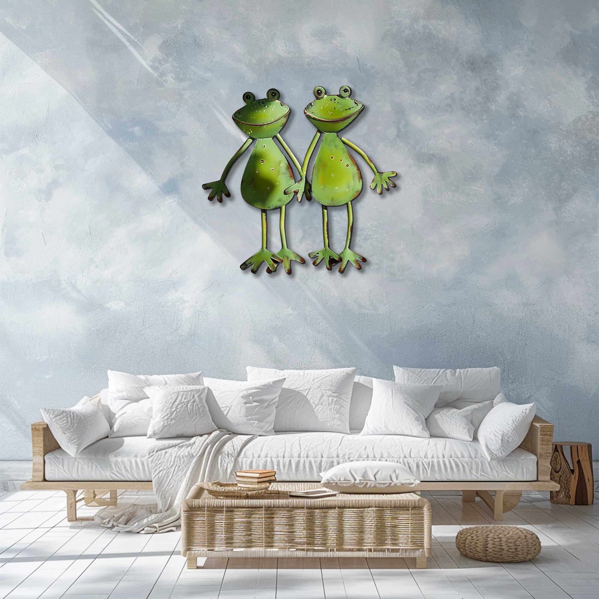 Cute frog pair metal wall art whimsical garden aluminum wall decor 3
