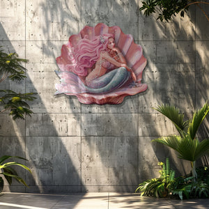 Mermaid Seashell UV printed aluminum metal wall art for ocean bedroom nursery and coastal decor 3