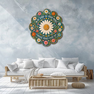 Be Kind Daisy Peace UV printed aluminum metal wall art for inspirational floral living room bedroom and patio decor 4