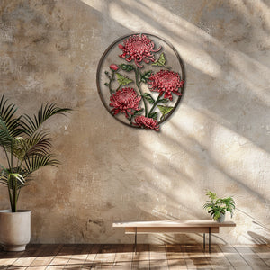 Chrysanthemum butterfly metal wall art floral botanical aluminum wall decor 4