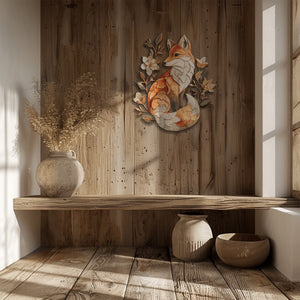Fox Floral UV printed aluminum metal wall art for woodland living room bedroom and nursery decor 4