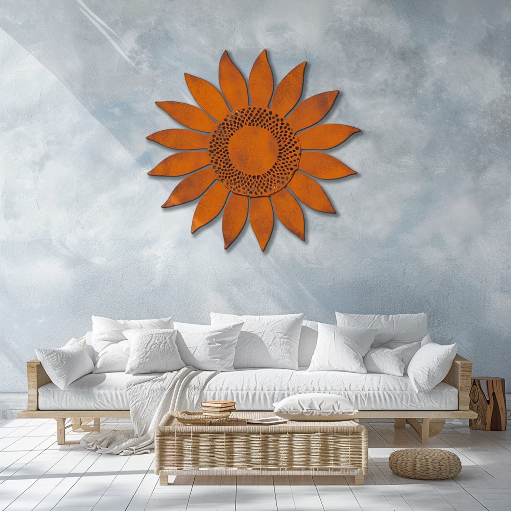 Rustic Sunflower UV printed aluminum metal wall art for outdoor garden patio and farmhouse decor 5