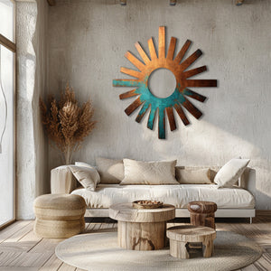 Rustic sunburst ring metal wall art southwestern outdoor decor 4