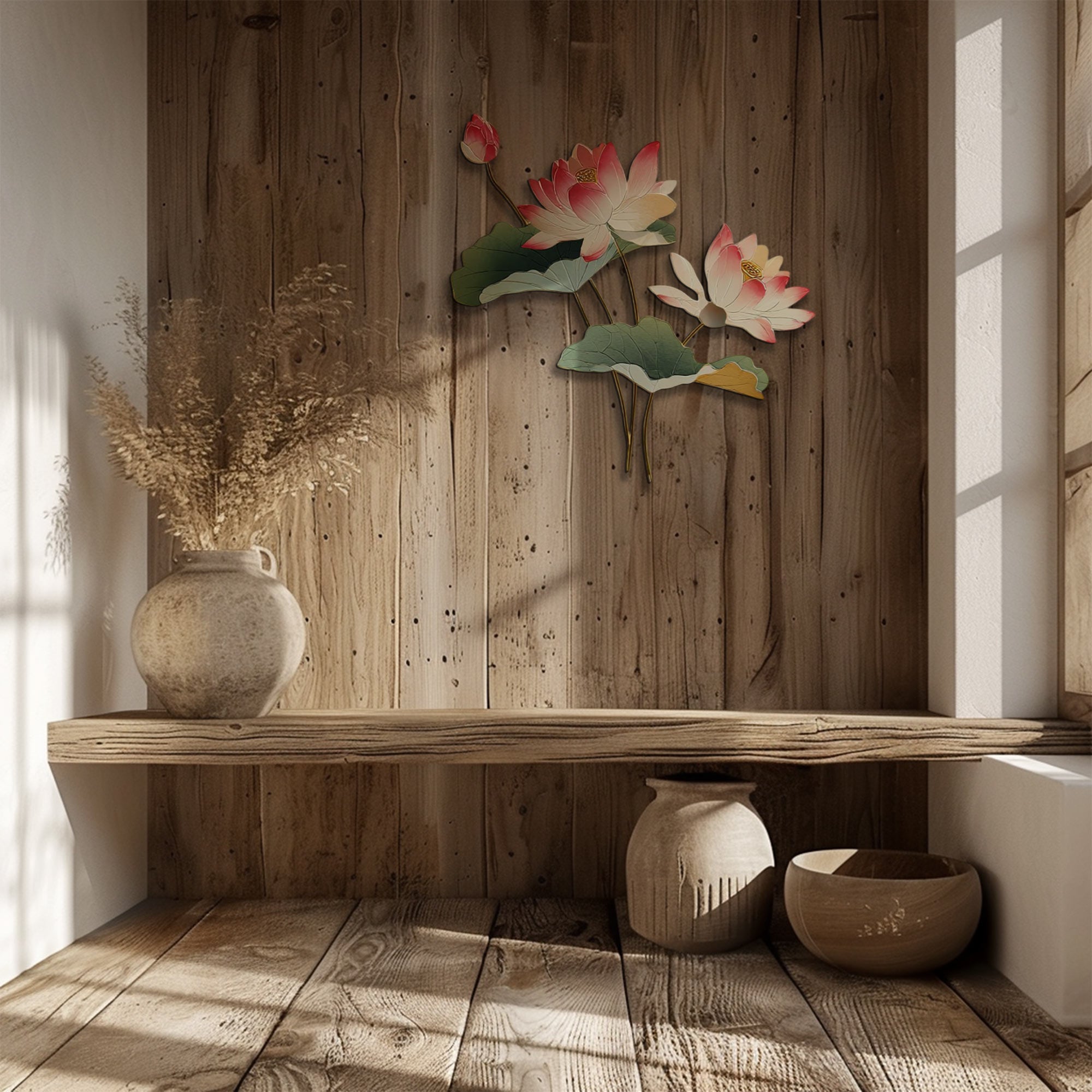 Elegant lotus aluminum wall decor for spa and meditation room interiors 5