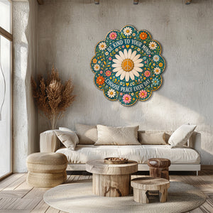 Be Kind Daisy Peace UV printed aluminum metal wall art for inspirational floral living room bedroom and patio decor 5