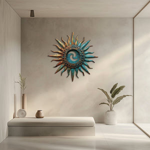 Celestial spiral sun metal wall art rustic southwestern decor 4