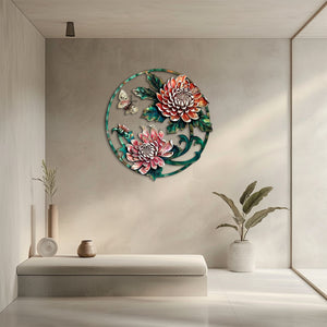 Lotus butterfly metal wall art floral botanical aluminum wall decor 4