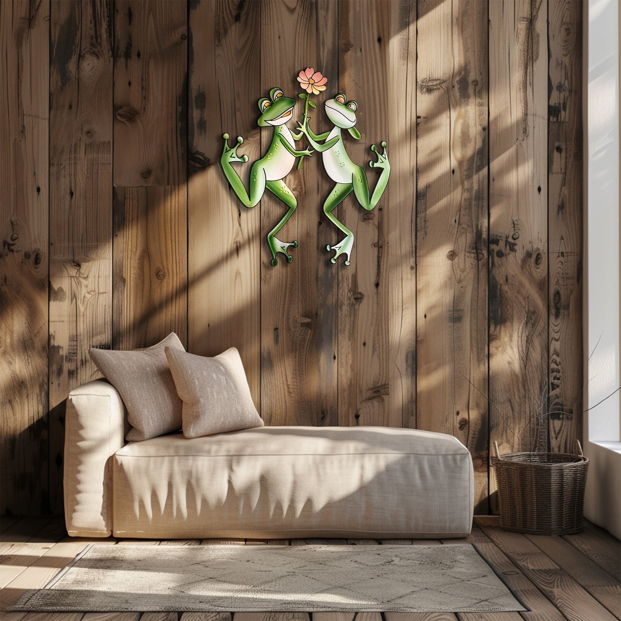 Cute frog flower metal wall art whimsical garden aluminum wall decor 4