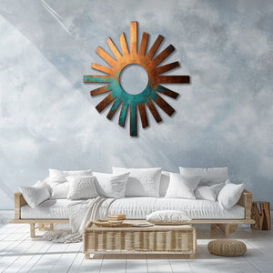 Rustic sunburst ring metal wall art southwestern outdoor decor 5