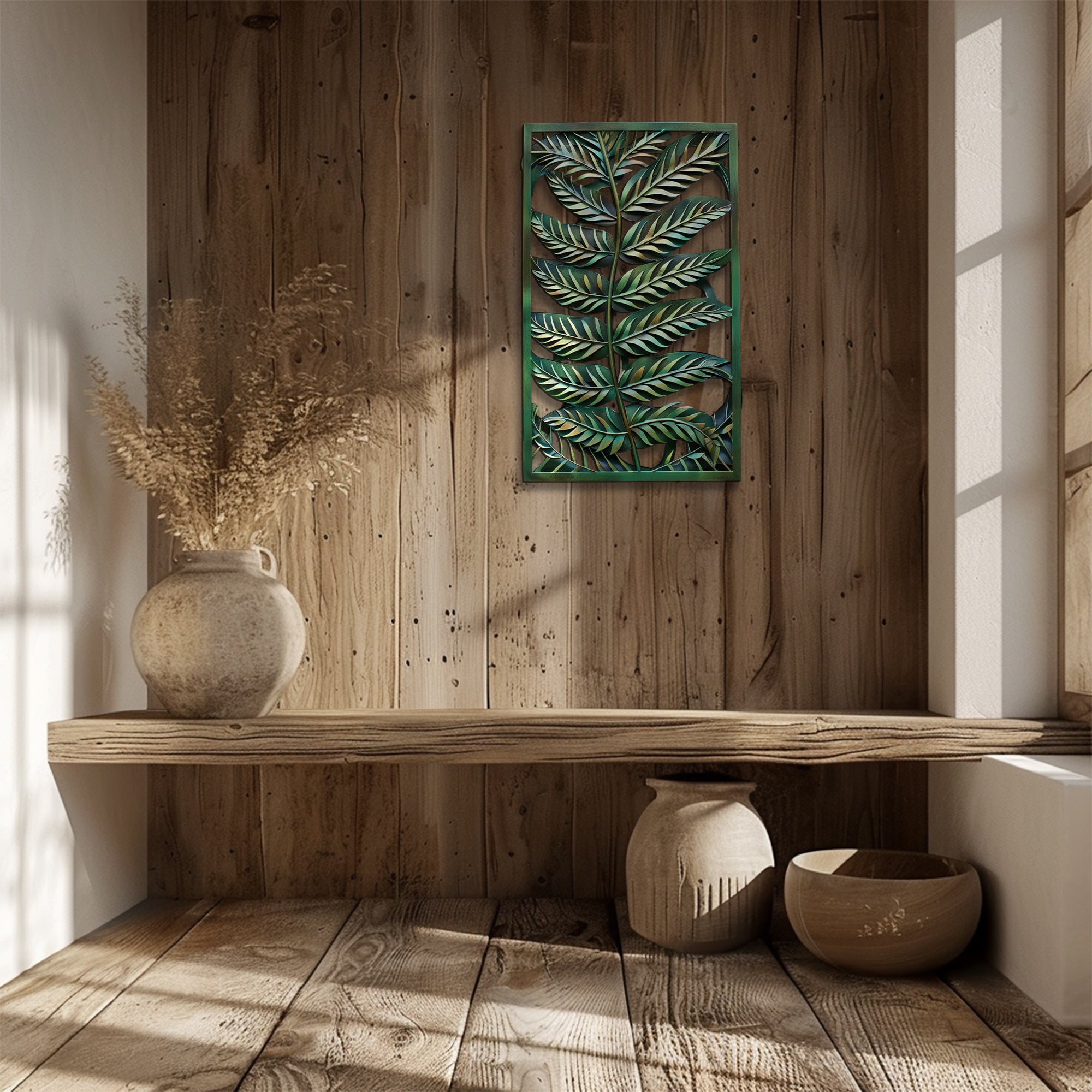 Tropical fern leaf metal wall art botanical greenery decor 5