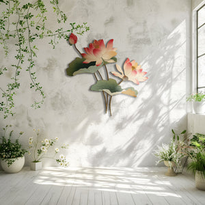 Elegant lotus aluminum wall decor for spa and meditation room interiors 6
