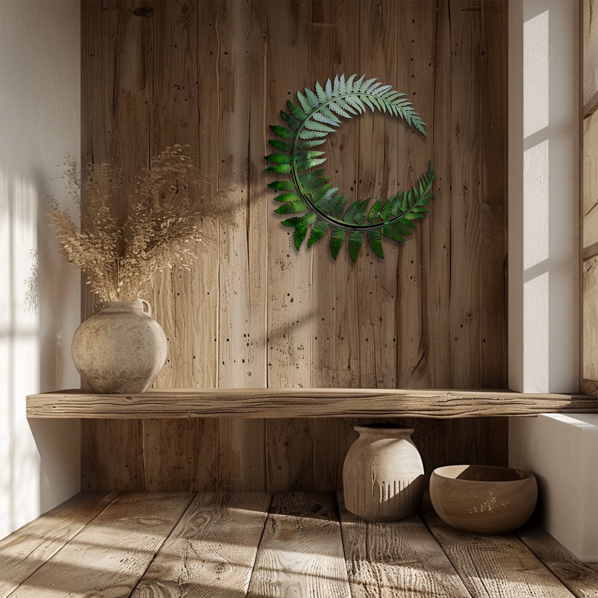 Fern wreath metal wall art botanical tropical decor 5