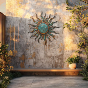 Turquoise sun metal wall art rustic southwestern outdoor wall decor 5