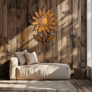 Rustic Sunflower Stem UV printed aluminum metal wall art for outdoor garden patio and farmhouse decor 6