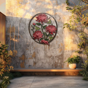 Chrysanthemum butterfly metal wall art floral botanical aluminum wall decor 5