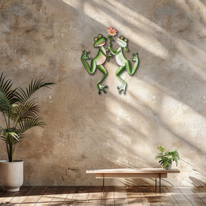 Cute frog flower metal wall art whimsical garden aluminum wall decor 5