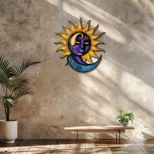 Celestial metal wall art with faux 3D cosmic artwork for spiritual decor 5