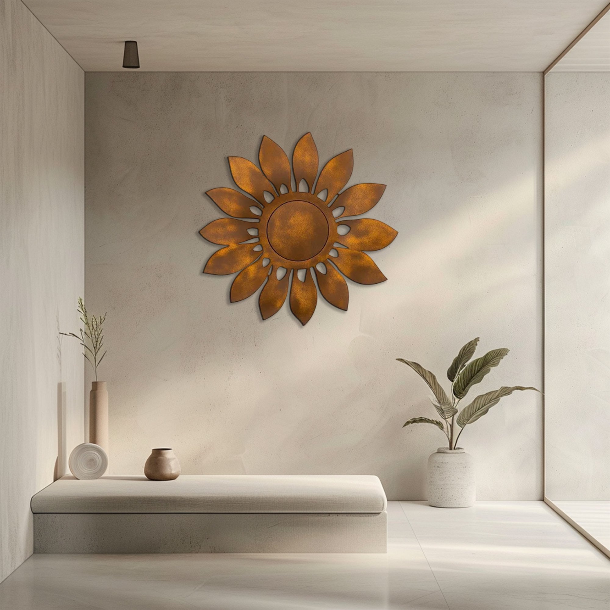 Rustic Sunflower UV printed aluminum metal wall art for outdoor garden patio and farmhouse decor 5