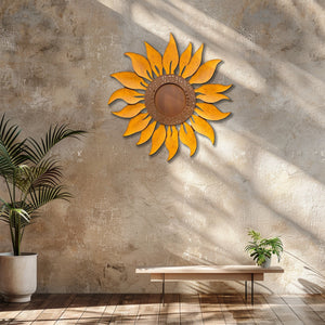 Rustic Sunflower Garden UV printed aluminum metal wall art for outdoor patio yard and farmhouse decor 6