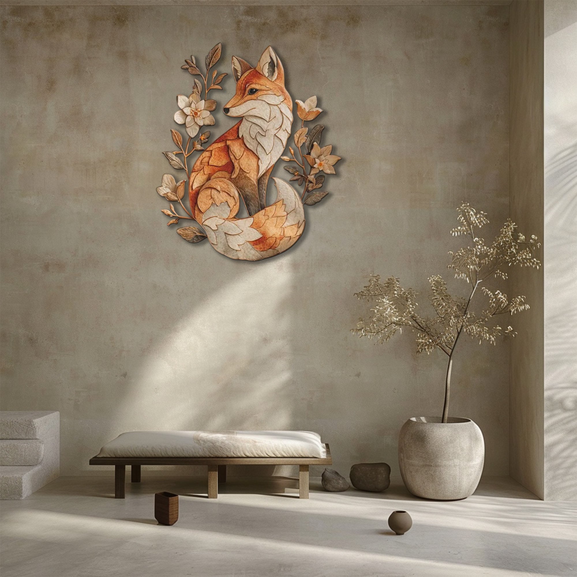 Fox Floral UV printed aluminum metal wall art for woodland living room bedroom and nursery decor 5