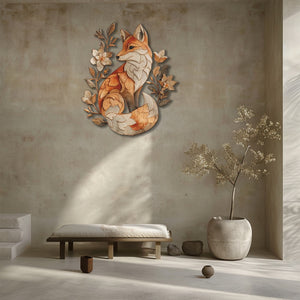 Fox Floral UV printed aluminum metal wall art for woodland living room bedroom and nursery decor 5