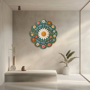 Be Kind Daisy Peace UV printed aluminum metal wall art for inspirational floral living room bedroom and patio decor 6