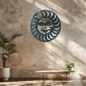 Celestial sun face metal wall art boho southwestern decor 5