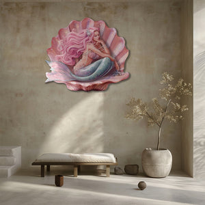 Mermaid Seashell UV printed aluminum metal wall art for ocean bedroom nursery and coastal decor 6